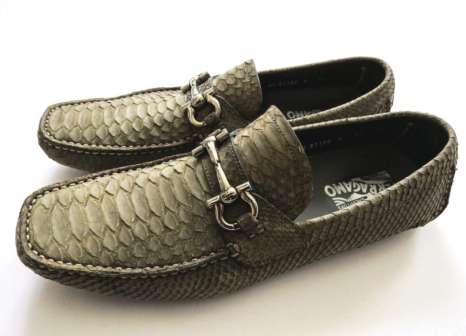 SALVATORE FERRAGAMO Olive Python Snakeskin Leathe… - image 1