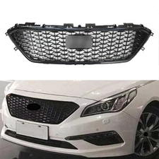 Fit For 2015-2017 Hyundai Sonata Front Upper Grille Mesh Black W/O Radar Hole