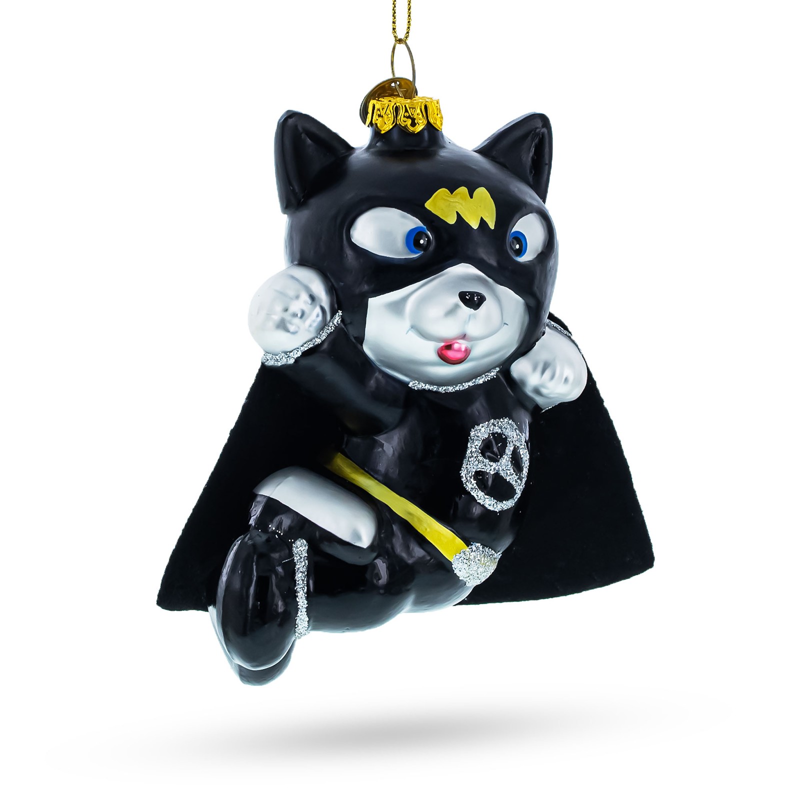 Superhero Kitty Glass Ornament