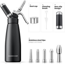 Professional Aluminum Whipped Cream Dispenser - 500 Ml/1 Pint,Whipped Cream M...