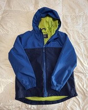 Eddie Bauer Boys M 10/12 Hooded Full Zip Windbreaker Jacket Blue Green