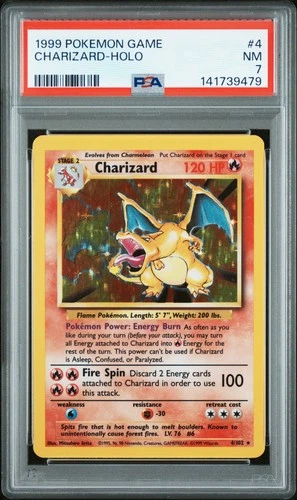 1999 POKEMON BASE SET UNLIMITED #4 CHARIZARD-HOLO PSA 7