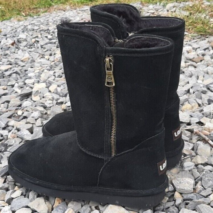 LAM Juniper Black Suede Zip Up Boots Women's Size