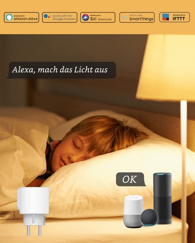 Smart WLAN Steckdose mit Strommessung Alexa Steckdose 4er Pack 16A Smart Home... - Bild 4 von 6