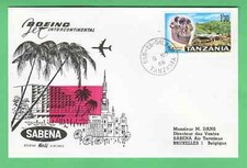 Sabena Dar es Salaam - Brussels 1966 first flight cover Tanzania aviation FFC