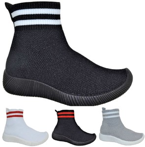 INFANTS GIRLS BOYS KIDS CHILDRENS SLIP ON ANKLE COMFY TRAINERS CANVAS SOCK SHOES | eBay