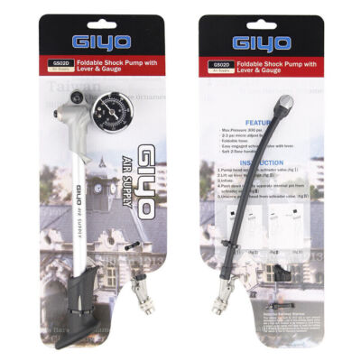 GIYO 300psi GS02D Bike Air Supply Foldable Fork Shock Mini Pump w Lever,Gauge