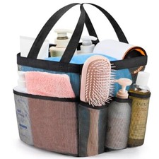 Mesh Shower Caddy Portable for College Dorm Room Essentials with 8 Grey Black