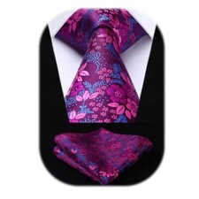 Extra Long Ties for Men Classic Floral Tie XL, 63 inches length B3-hot Pink