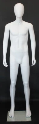 MANNEQUINSSHOP New 5 ft 7in Small Size Male Adult Full Size Mannequin Abstract Head CB20E White