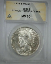  1923-P Peace Dollar  ANACS  MS60  $1  One Dollar USA Coin ⭐157 ⭐ V4 ⭐