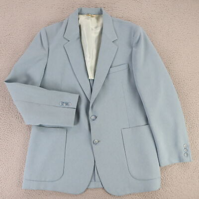 VINTAGE Esprit Jacket M Blue Polyester Twill Patch Pockets 1/4 Lined Blazer 42R