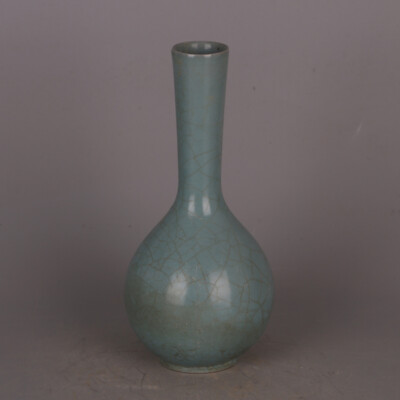 8.8'' Collection Chinese Jingdezhen Porcelain Ru Kiln Celeste Glaze Flower Vase