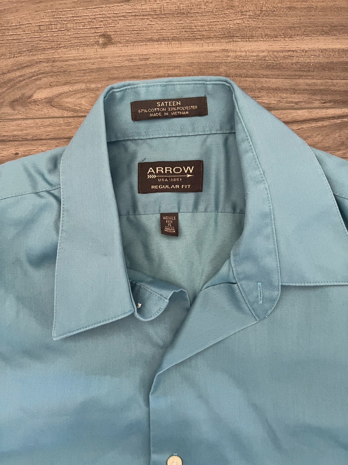 Arrow Long Sleeve Button Down Size Medium Solid G… - image 2