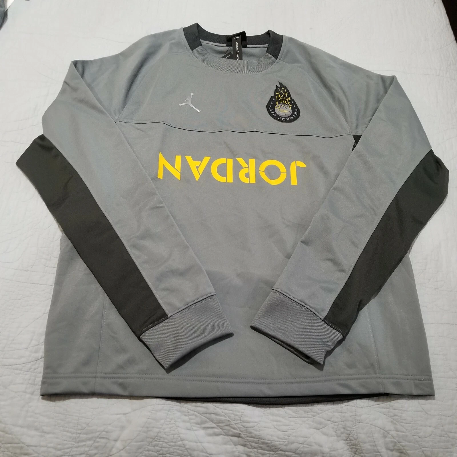 Nike Air Jordan Retro 4 Cool Gray Long Sleeve Pull Over CJ9081 065 Size Small