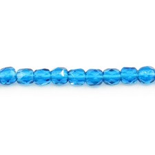 Capri Blue Transparent - 50 3mm Faceted Round Fire Polish Czech Glass Beads