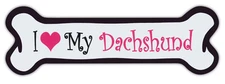 Pink Dog Bone Shaped Magnets: I Love My Dachshund | Cars, Trucks and More!