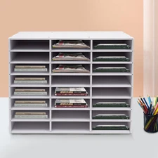 24 Compartment Literature Organizer Form File Sorter Office Paper Storage Holder