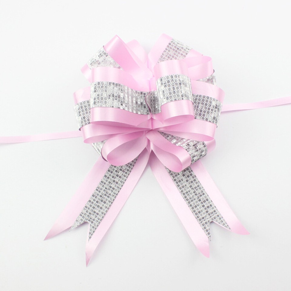 10 Pcs Organza Ribbon Pink Pull Bows Presents Chrismas Gift Decorative