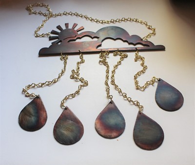 Clouds & Sunshine Wind Chime - Metal Wall Art - Copper 