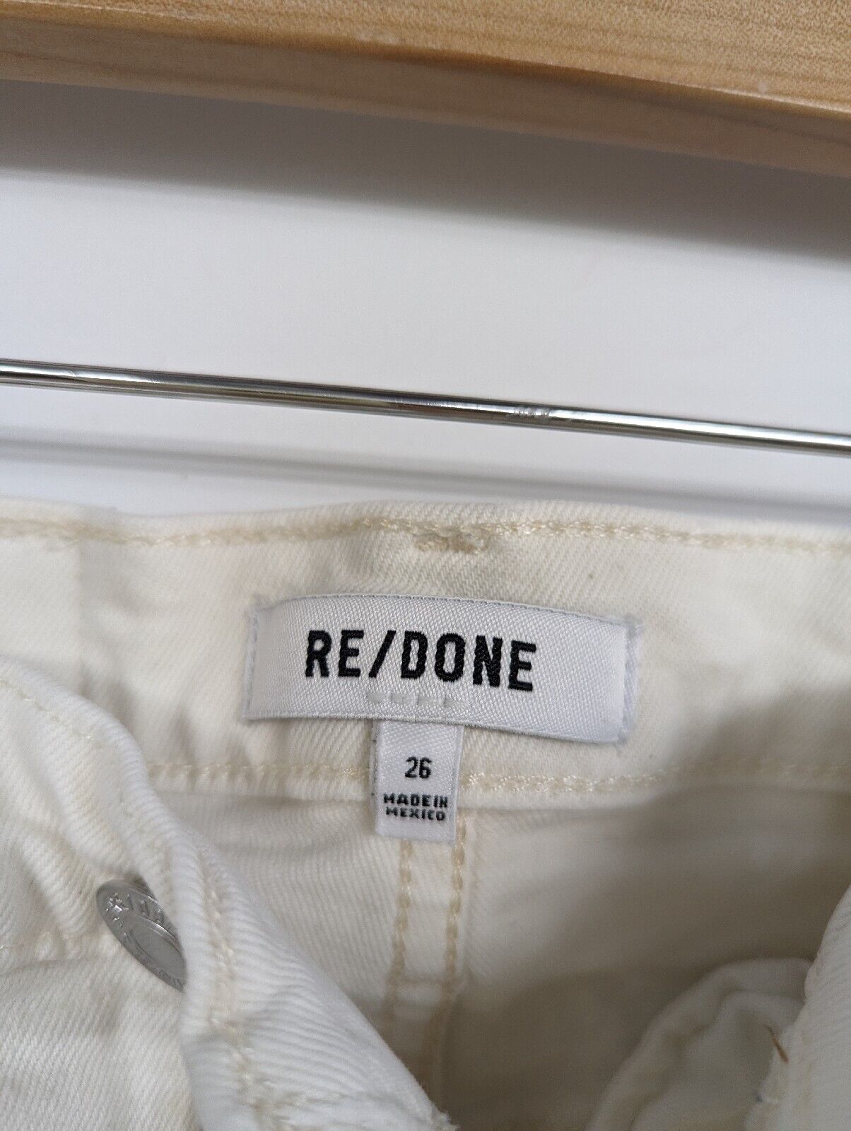 Re/done 70s Stove Pipe White Denim Jeans Straight… - image 2