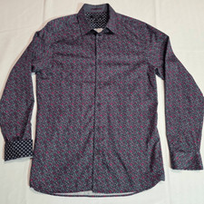 TED BAKER THUNDAR MICRO FLORAL PRINT SLIM FIT BUTTON DOWN SHIRT MENS 3 MEDIUM