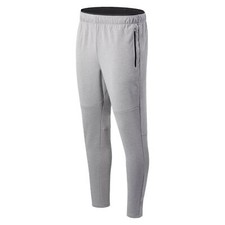 Image of NEW BALANCE MEN'S FORTITECH KNIT TRACK PANTS JOGGERS GREY GYM FITNESS WORKOUT OG