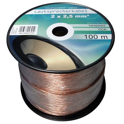 TRANSMEDIA Lautsprecherkabel 3 - 100m, 2 x 2,5 mm² Boxenkabel Kabel Lautsprecher ⭐️⭐️⭐️⭐️⭐