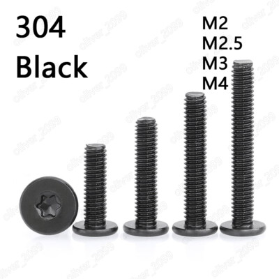 Black 304 Stainless Steel Torx Socket Utrathin Flat Head Screws M2 M2.5 M3 M4