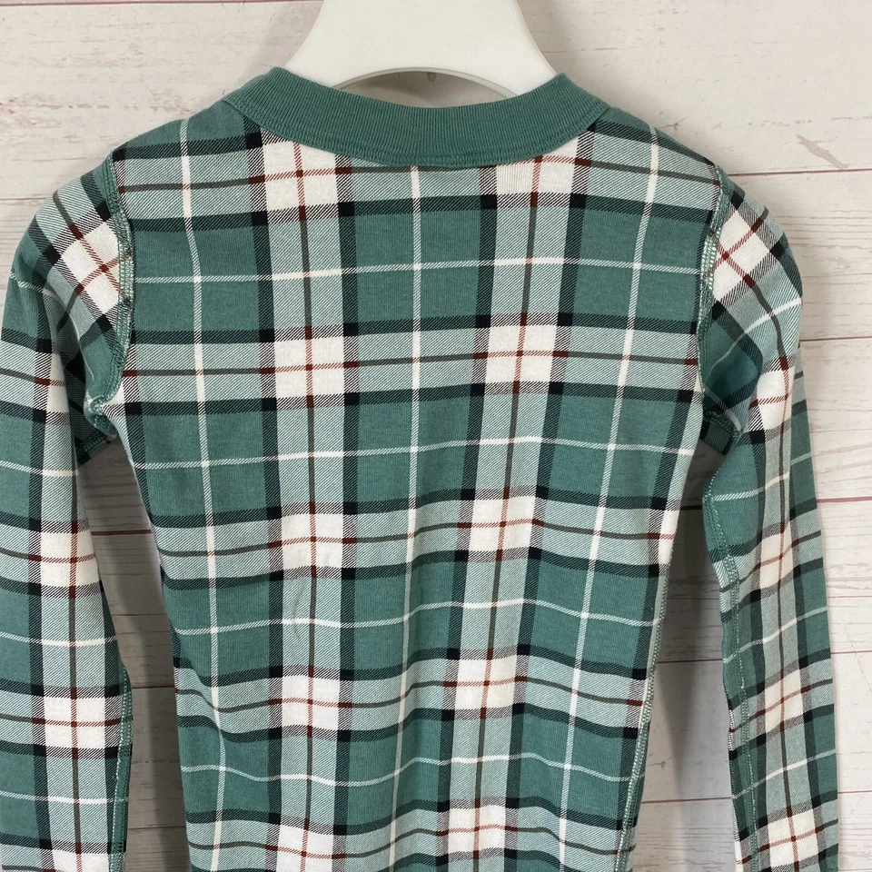 Camisa para dormir Hanna Andersson niñas manga larga algodón orgánico EE. UU. 8 verde a cuadros Foto 4 de 4