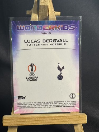 2024/25 Topps Chrome Silver Refractor RC Rookie Lucas Bergvall WK-16 WONDERKIDS - Picture 2 of 2