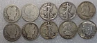 (10)90% Silver Halves-(4)Barber-(3)Liberty-(2)Franklin-(1)JFK-Dates/MM Present