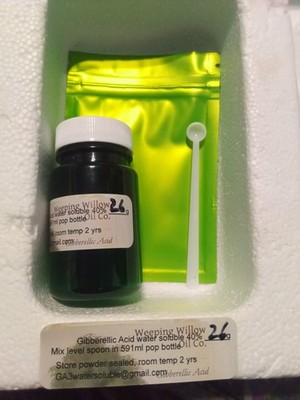 Gibberellic Acid GA3 25g 40% water soluble  measuring spoons, 2 how to eBooks