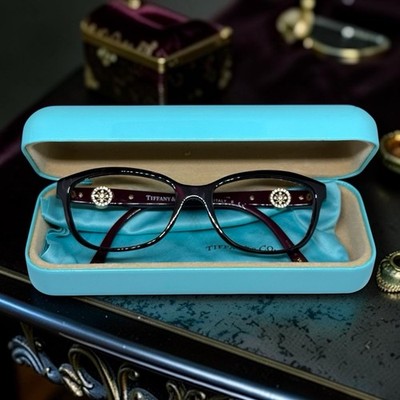 Tiffany & Co Eyeglass Frames Women Crystal Key With Case TF 2127-B Brown￼