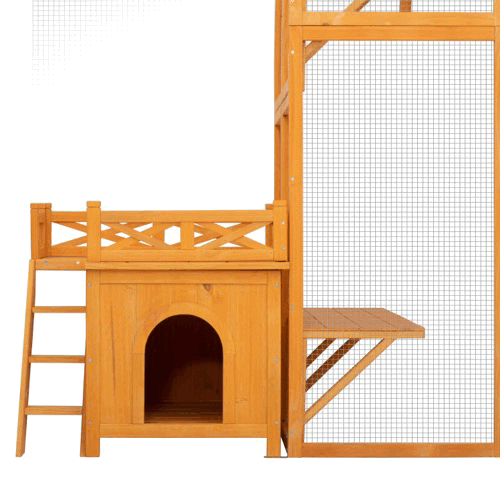 Outdoor Cat House Cat Shelves Playground Outside Enclosure w/Free Wood House - Picture 14 of 22