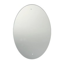 60 x 45cm Oval Mirror with Pre-Drilled Holes & Chrome Cap Wall Hanging Fix Kit