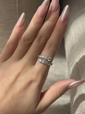 2 Ct Round Cut Simulated Diamond Women's Bypass Band Ring 14k White Gold Plated