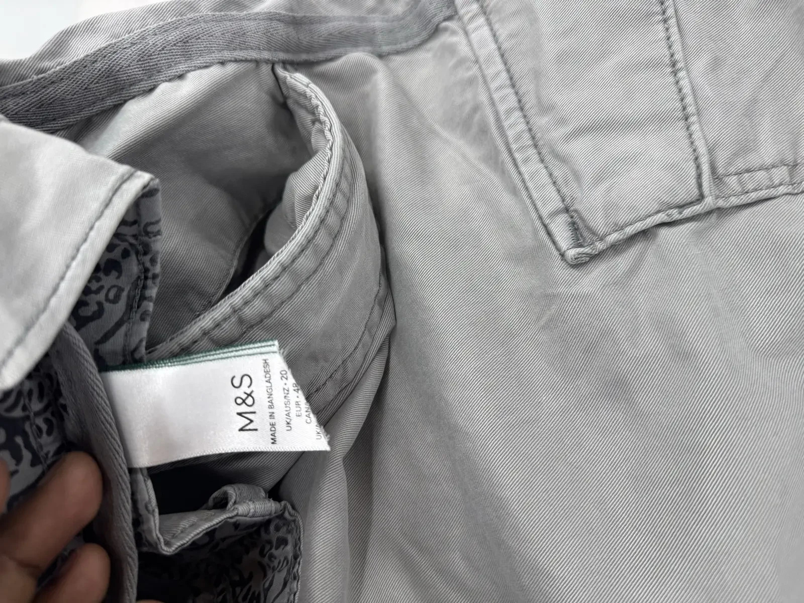 M&S Womens Cargo Trousers UK 20 Grey Cotton Utility Combat Pockets Drawstring image 6