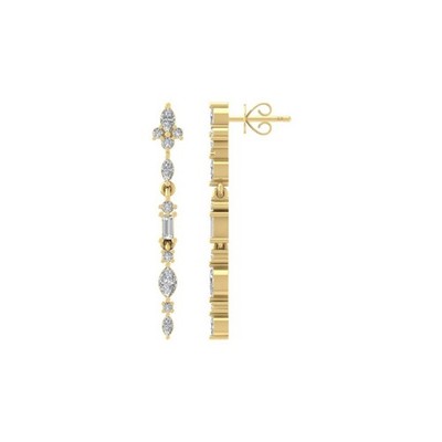 Mode-Ohrhänger 14 Karat Gelbgold im Labor gezüchteter Diamant für Frauen