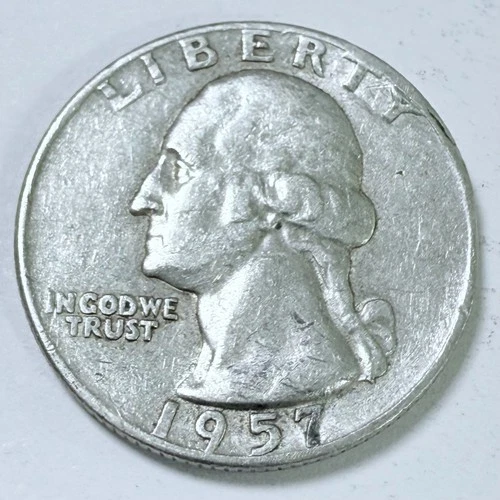1957-D Washington Quarter 25c 90% Silver VERY FINE DETAILS #4670