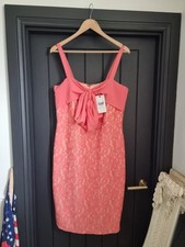 TU Coral Peach Retro Vintage Style Bow Lace Dress Size UK 16 BNWT