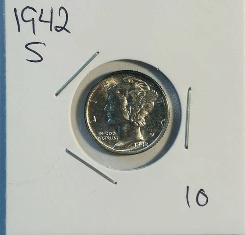 1942-S Mercury Silver Dime Coin Choice UNC