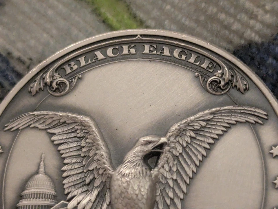 2023 Fiji $2 Black Eagle 2oz .999 Silver Coin UHR Limited 999 Made Mint w Sleeve - Image 3 of 4