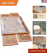 1000 Piece Puzzle Board with Drawers and Cover - Portable Wooden Jigsaw Puzzl...
