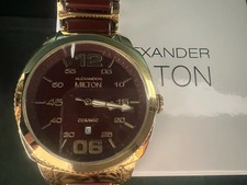 ALEXANDER MILTON Herrenarmbanduhr Vergoldet Keramik QUARZ 3 ATM NOS