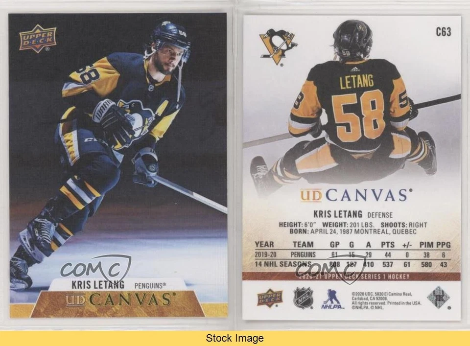 2020-21 Upper Deck UD Canvas Kris Letang #C63 READ - Image 3 of 3