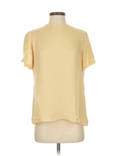 Mark Heister Women Yellow Short Sleeve Silk Top S