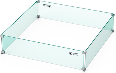Fire Pit Glass Wind Guard Square, 30'' X 30'' X 6'' Tempered Glass Flame Shields, F