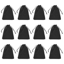12Pcs Velvet Gift Bags 4 x 5" Velvet Drawstring Jewelry Pouches Black
