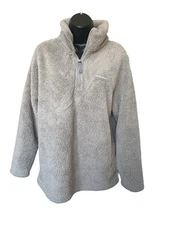 Simply Southern Sherpa Fleece Pullover Women’s Gray Quarter Zip Soft Cozy, M